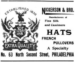Advertisement, Nickerson & Bro. Hats (1897)
